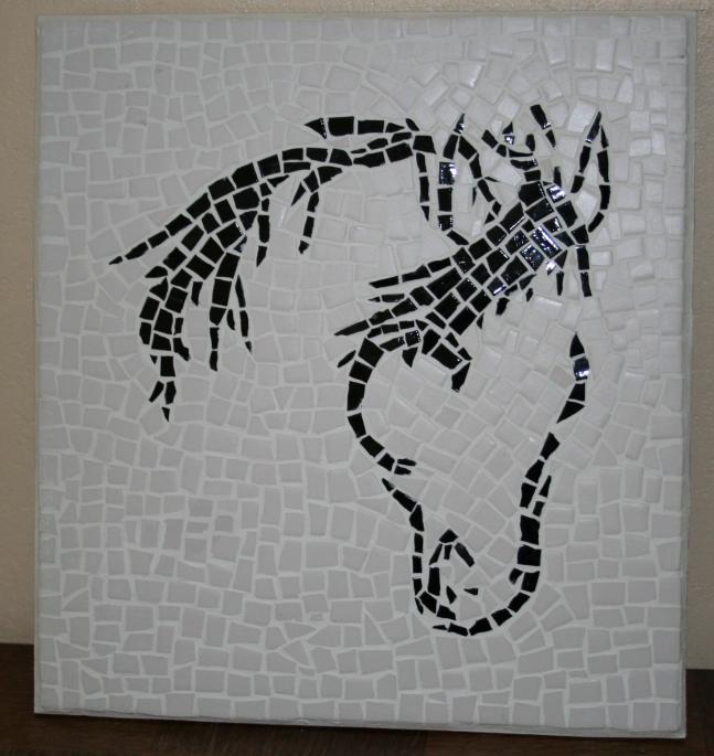 Mosaique cheval cheval tableau mosaique atelier de samantha mosaique cheval noir noir blanc blanc creation artisanale creation unique