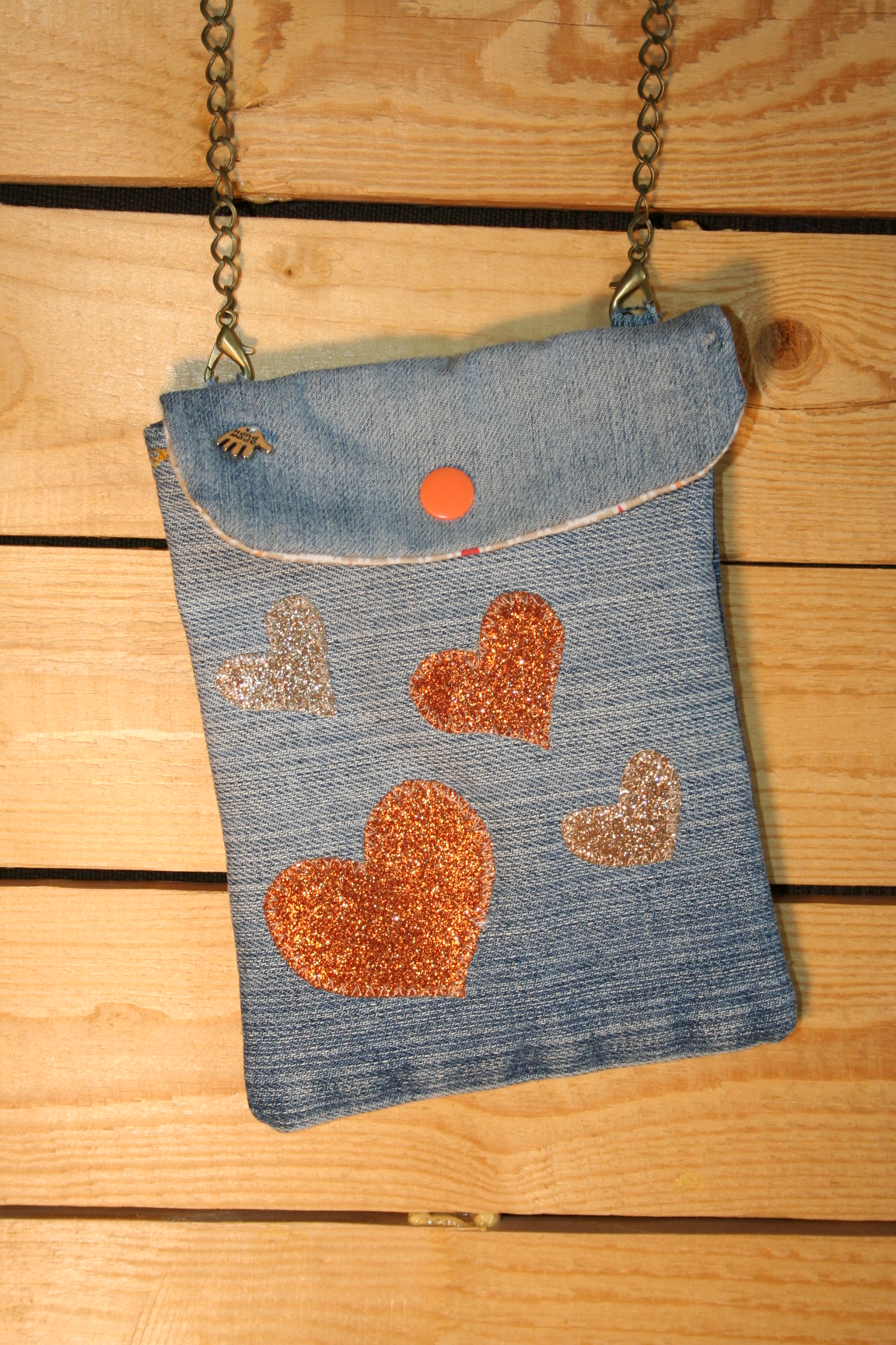 Pochette en jeans recycl